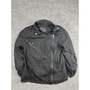 BLANKNYC Jacket Womens Small Black Tencel Moto Biker Asymmetrical Zip Pockets